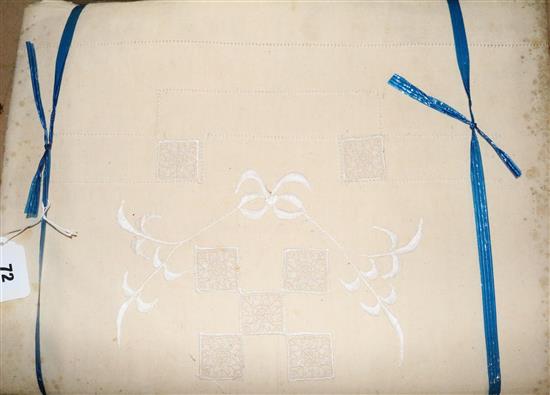 Pair of French Provincial embroidered sheets (unused)